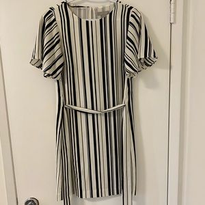 White and black striped dress
